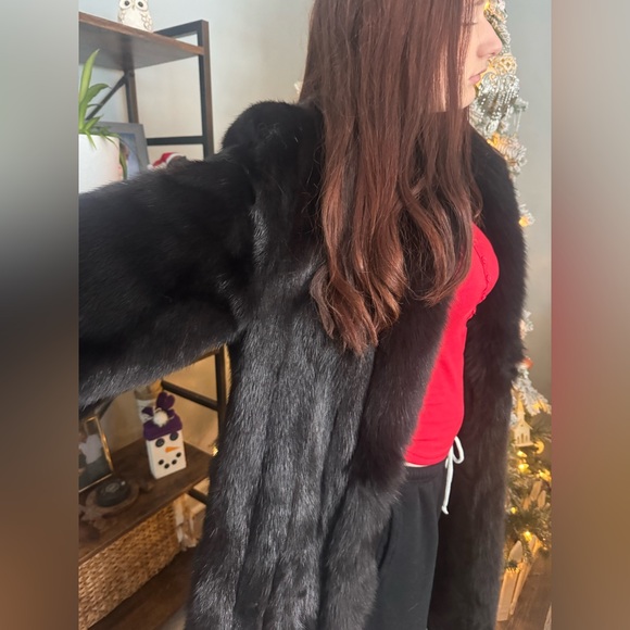 Full length Mink Black Fur Coat - Picture 6 of 10